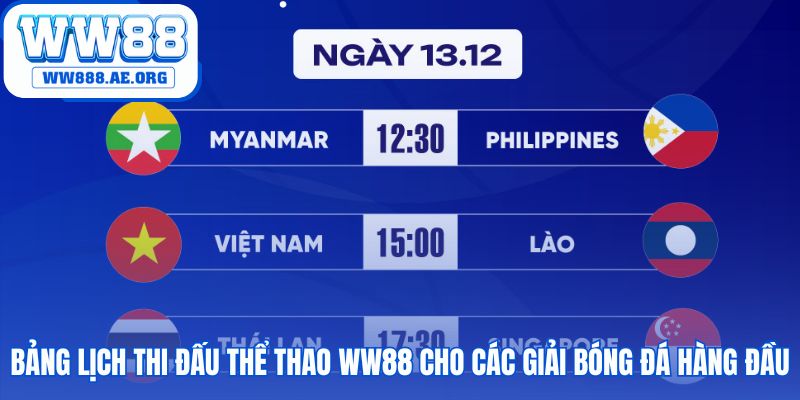 Lịch thi đấu thể thao WW88 không bỏ lỡ trận cầu đỉnh cao